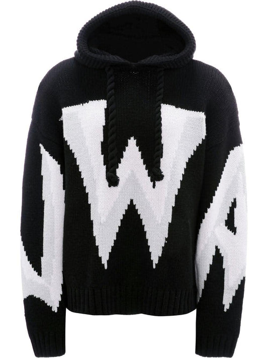 J.W Anderson Hoodie in black wool with "Gothic" logo