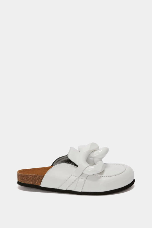 J.W Anderson Mules in white calf leather with chain detail