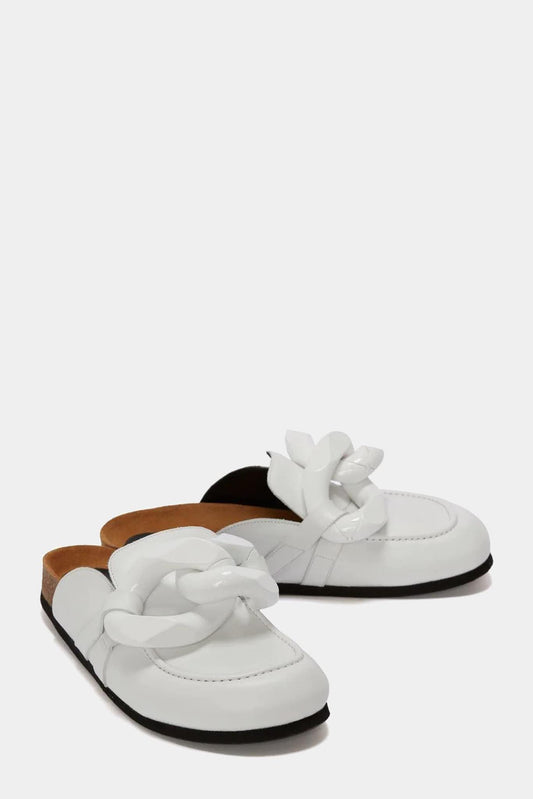 J.W Anderson Mules in white calf leather with chain detail
