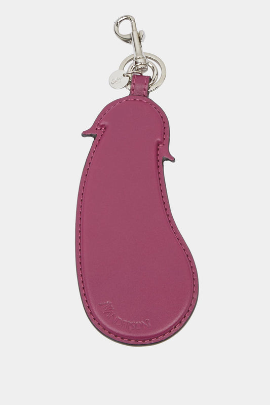 Aubergine keyring in calf leather