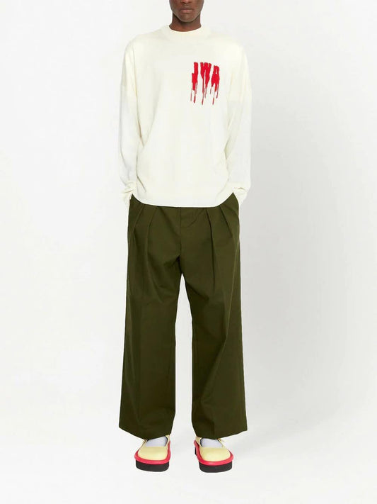 J.W Anderson White merino wool sweater with "SLIME" logo