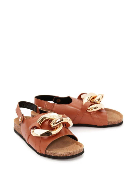 J.W ANDERSON Sandals with ankle bridle in veal leather Camel with retail chain