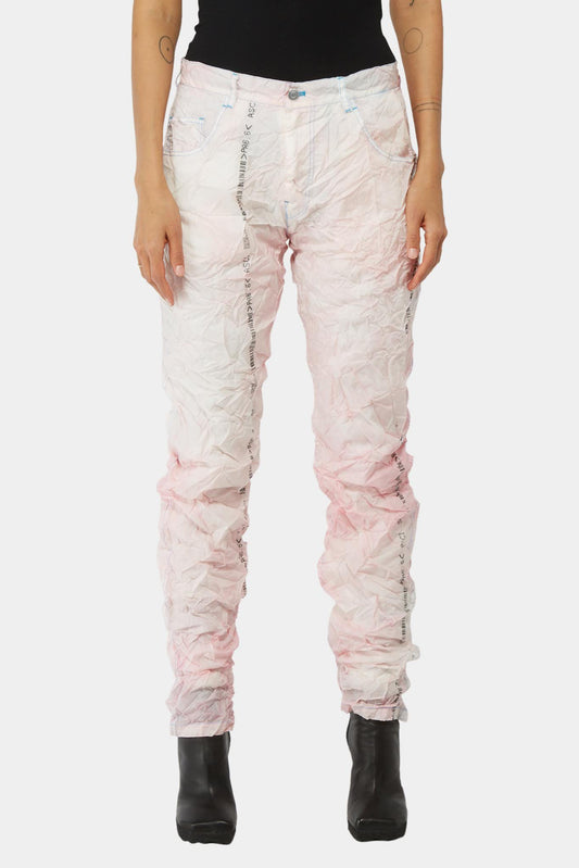 Kanghyuk Pantalon rayé blanc avec genouillères - LECLAIREUR