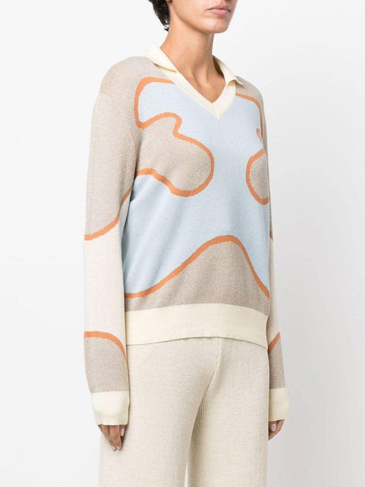 Lukhanyo Mdingi Cotton sweater with multicolor pattern