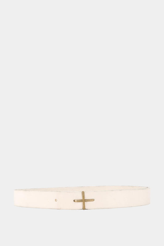 M.A. White leather belt