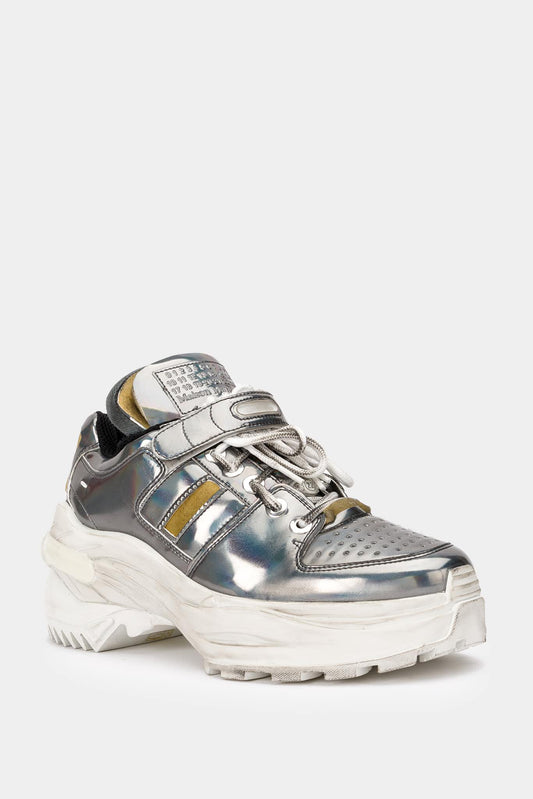 House Margiela low leather sneakers silver leather