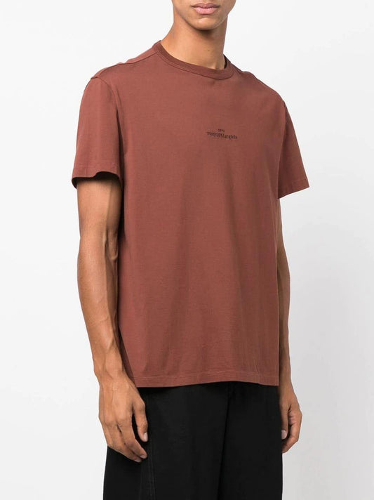 Maison Margiela Brown T-shirt with embroidered logo on the back
