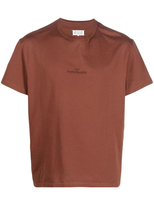 Maison Margiela Brown T-shirt with embroidered logo on the back