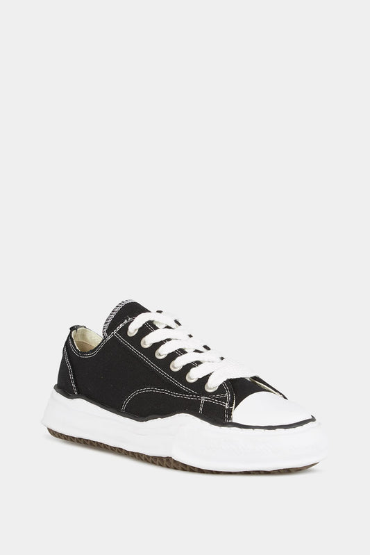 "Peterson" black cotton low top sneakers