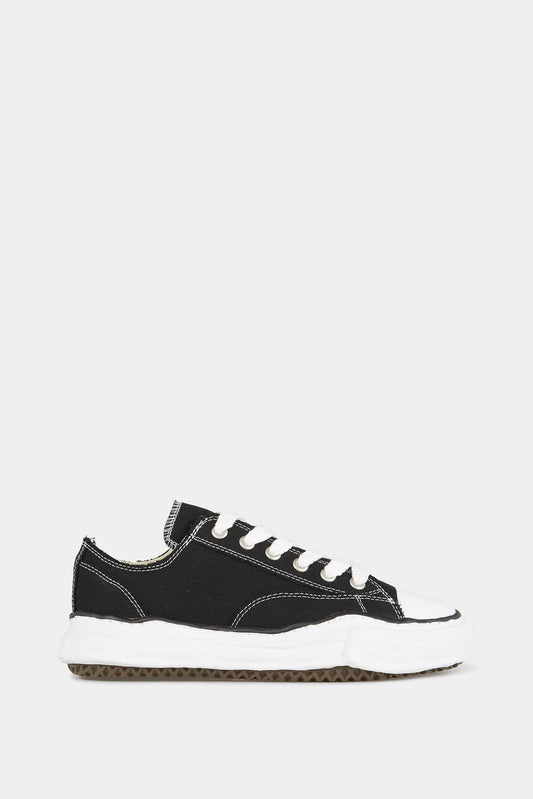 "Peterson" black cotton low top sneakers