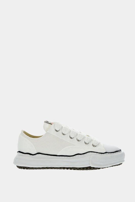 "Peterson" low top sneakers in white cotton canvas 