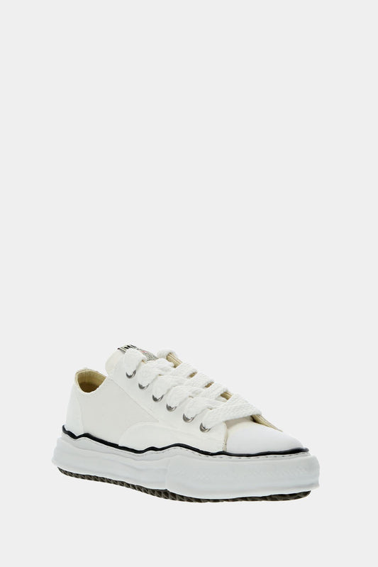 "Peterson" low top sneakers in white cotton canvas 