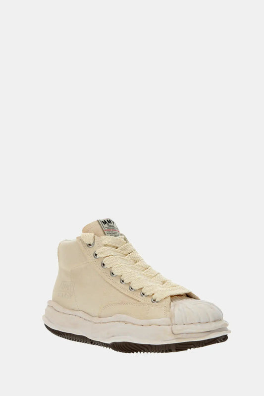 Maison Mihara Yasuhiro "Blakey" high-top sneakers in beige cotton canvas