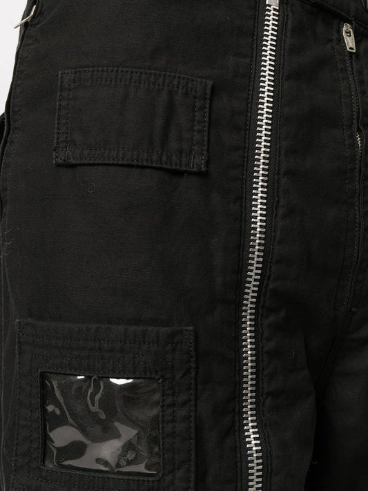 Maison Mihara Yasuhiro Pantalon en coton noir à détails de zips - LECLAIREUR