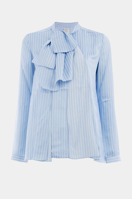 Ruffled blouse with white stripes