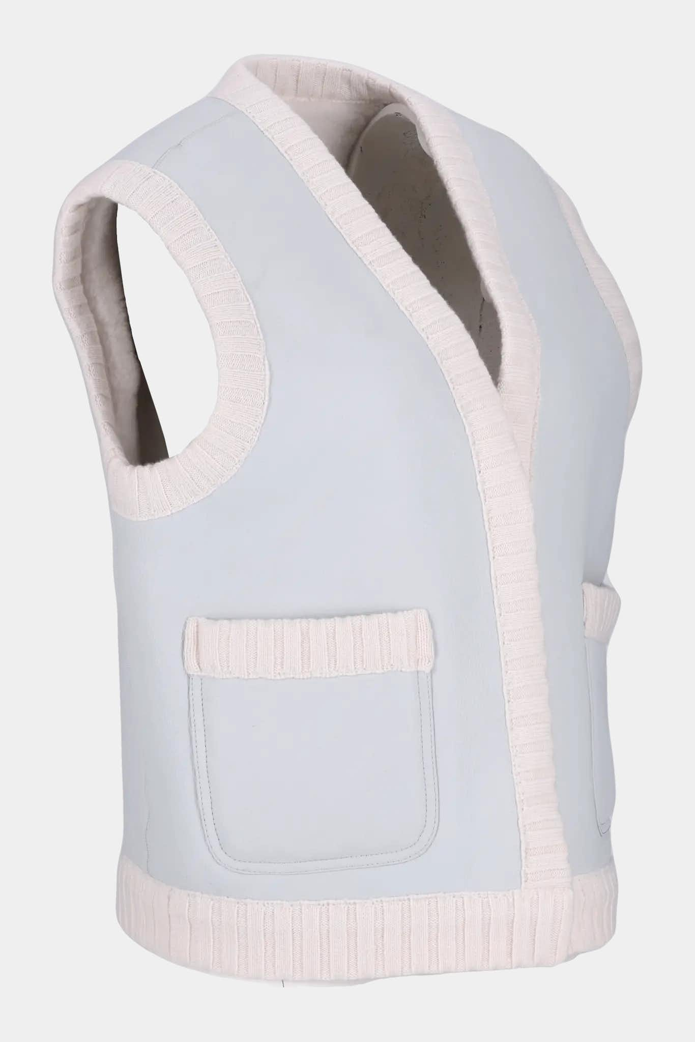 Embossed grained store leather utility vest