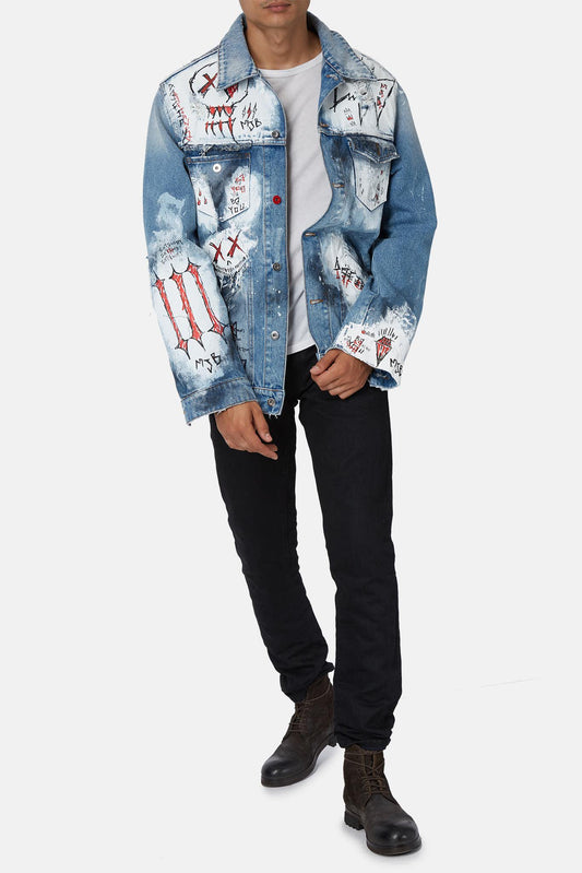 Marc Jacques Burton Veste à effet usé en jean bleu - LECLAIREUR