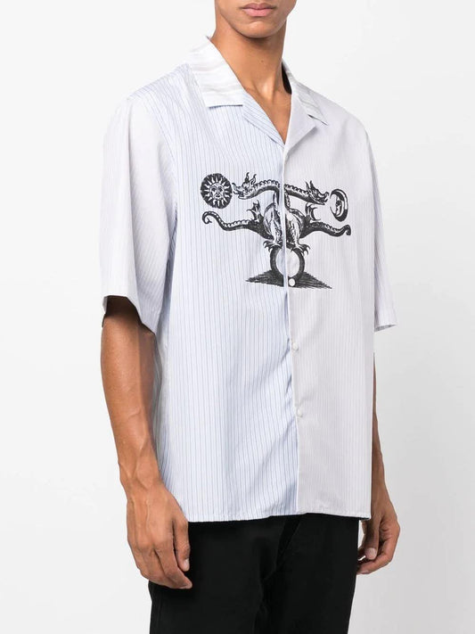 Marine Serre Chemise rayée en coton à imprimé graphique - LECLAIREUR