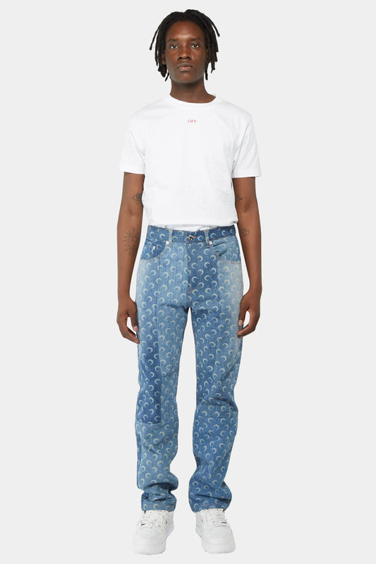 Cotton monogrammed jeans