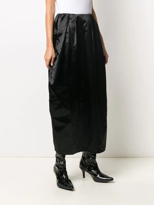 Marine Serre Long black skirt with pleated effect