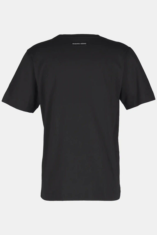 Marine Serre T-shirt en coton noir à logo brodé - LECLAIREUR