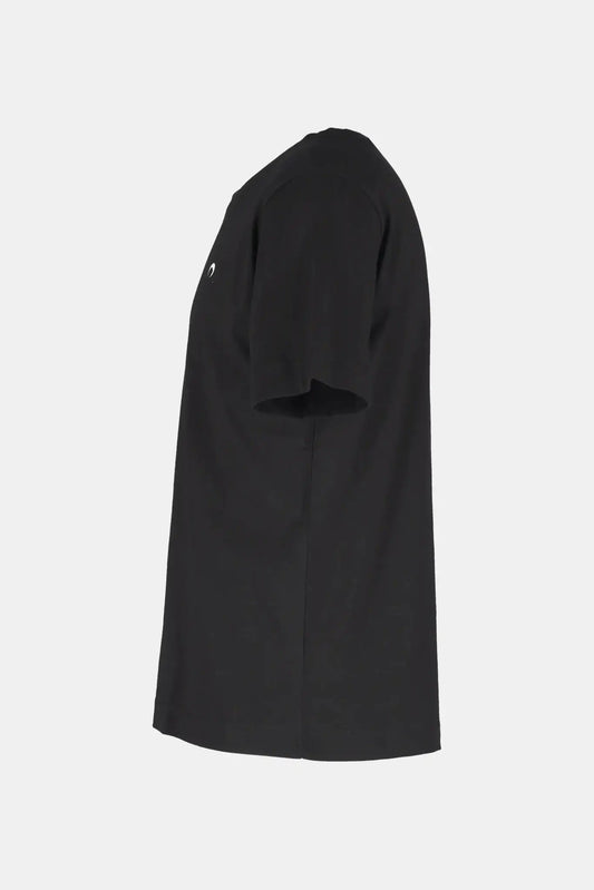 Marine Serre T-shirt en coton noir à logo brodé - LECLAIREUR