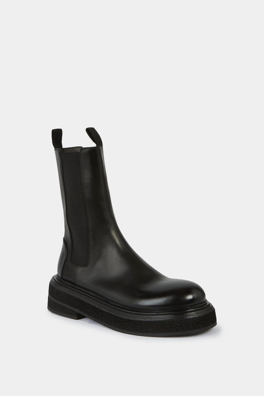 Black calf leather chelsea boots