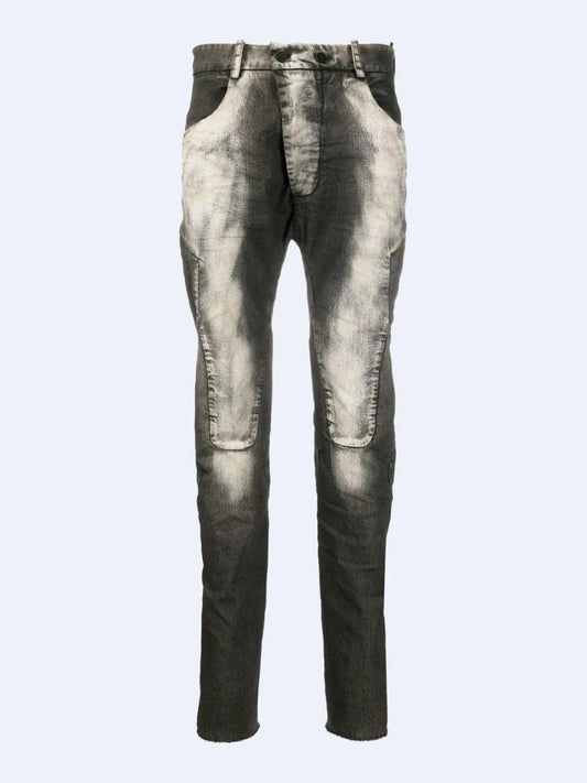 Masnada "BIKER" jeans in black cotton with faded effect