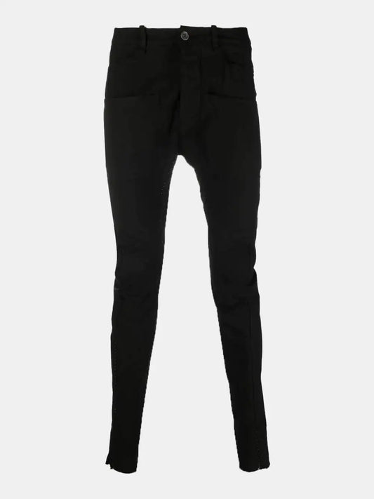 Masnada Slim-fit black cotton pants