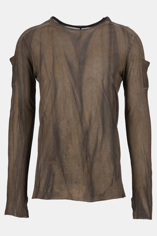 Masnada Taupe cotton T-shirt with tie and dye effect