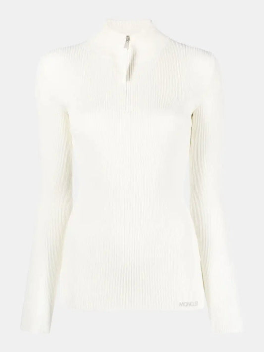 Moncler "T-NECK" white knit sweater