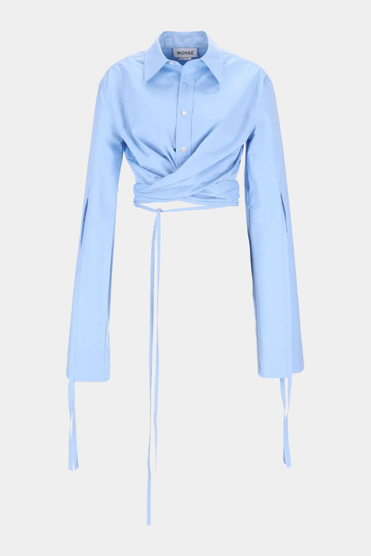 Monse Blue cotton shirt with tie