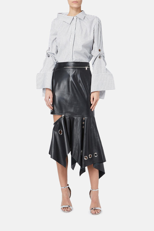 Monse Asymmetric black leather skirt