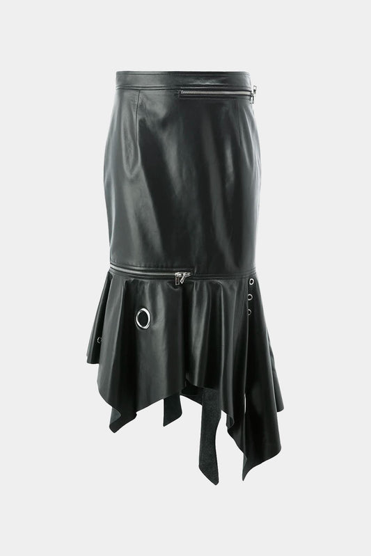 Monse Asymmetric black leather skirt