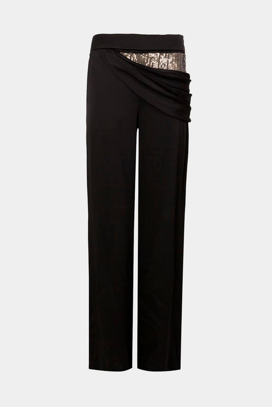 Black draped pants with sequin detail