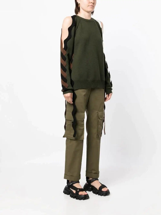 Monse Khaki wool sweater with open shoulders