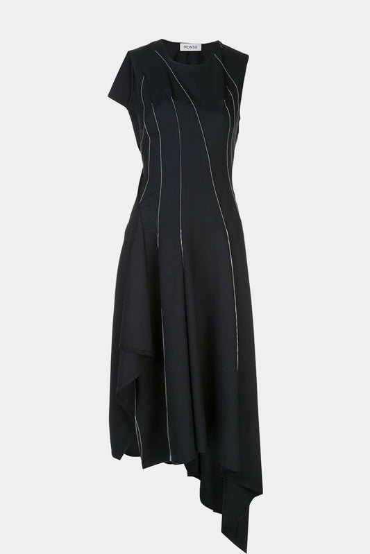 Monse asymmetrical black wool dress