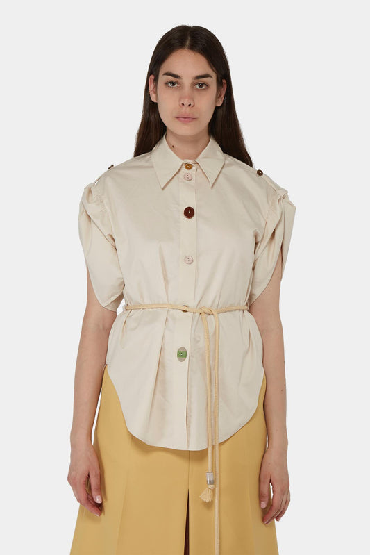 Nanushka beige shirt with belted size