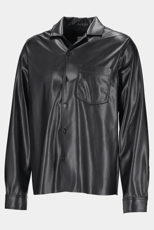Nanushka "DUCO" shirt in black vegan leather
