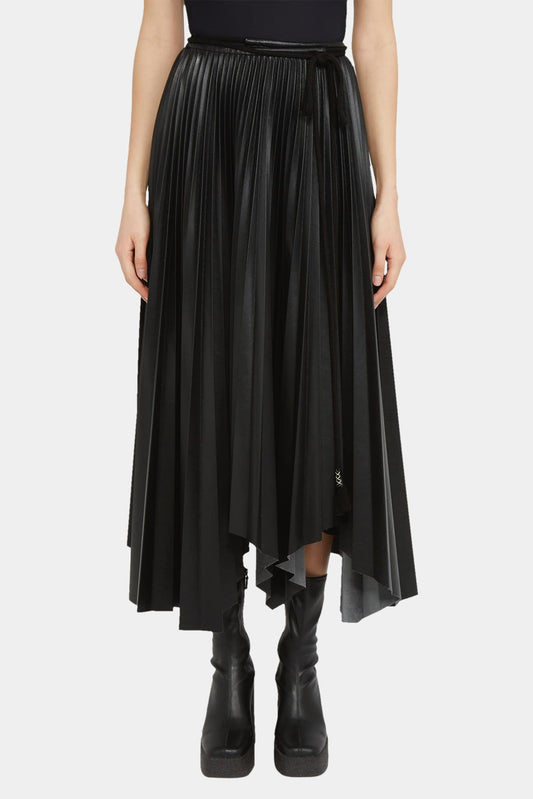 Nanushka pleated skirt in black faux leather