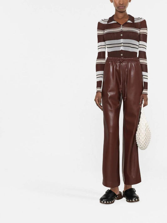 Nanushka CALIE pants in burgundy vegan leather