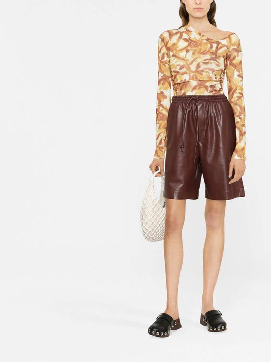 Nanushka "MUNIRA" shorts in burgundy vegan leather
