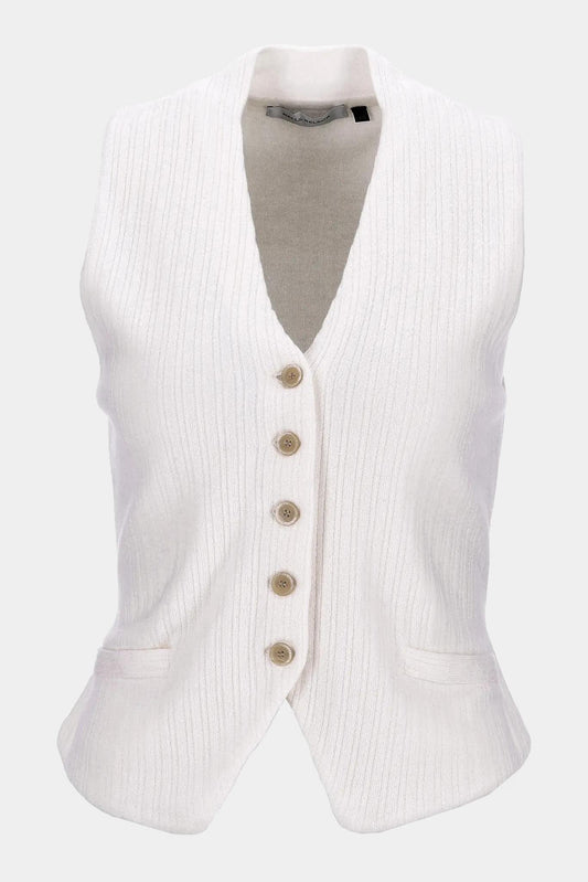 Nells Nelson "Juliette" sleeveless cardigan in white merino wool
