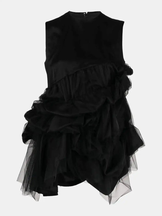 Black Kei Ninomiya Black tulle short dress