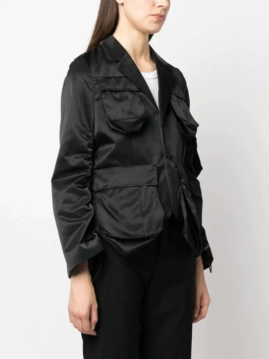 Black Kei Ninomiya Satin jacket with pocket details