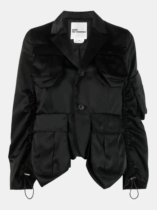 Black Kei Ninomiya Satin jacket with pocket details