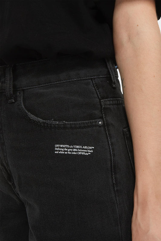 Off-White Jean large en coton noir à logo - LECLAIREUR