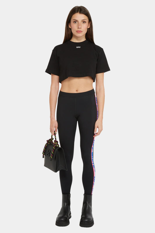 Off-White Black leggings with colorful strips