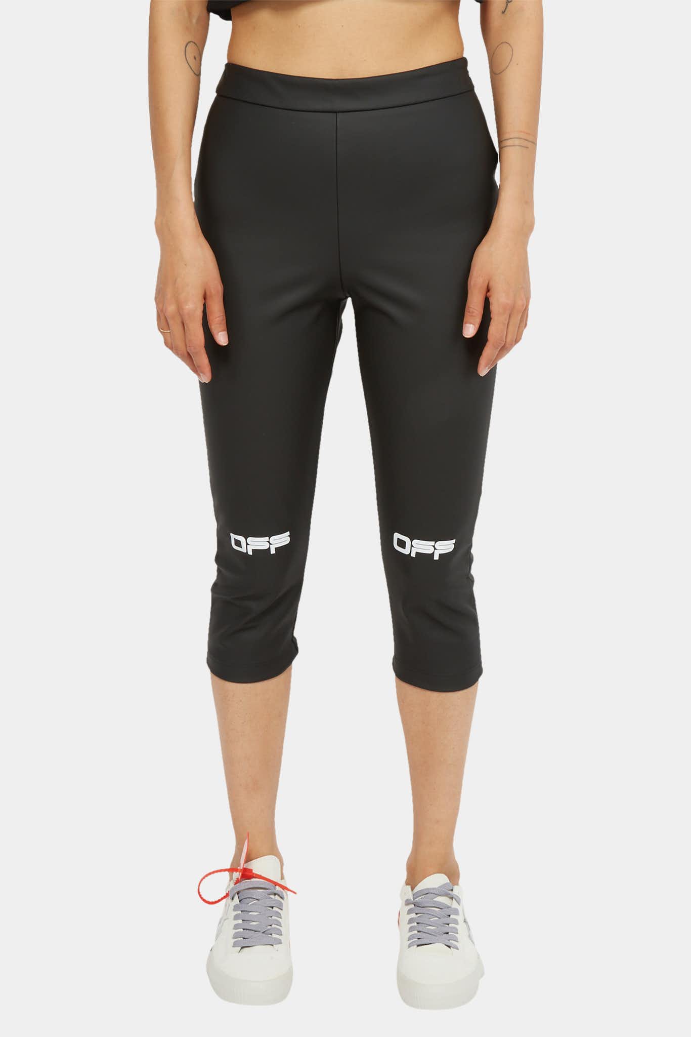 Off-White Legging Black Cropped with printed logo – LECLAIREUR