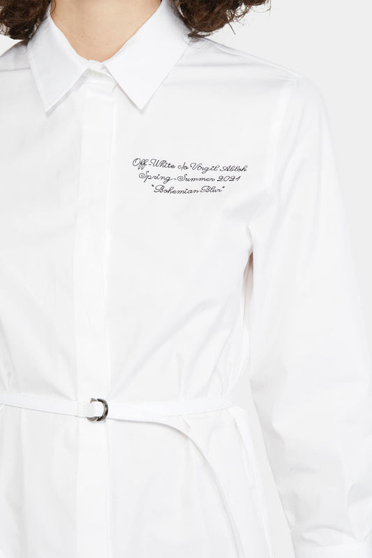 Off-White Robe-chemise drapée blanche - LECLAIREUR
